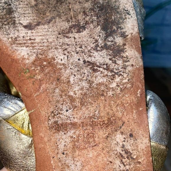 iDoré gold/silver braided flat sandals slides - Picture 8 of 10